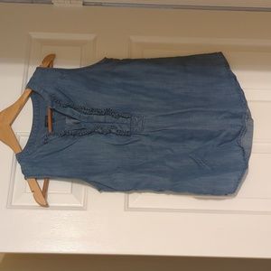 Talbot's chambray ruffled sleeveless top